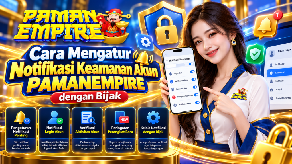 Cara mengatur notifikasi keamanan akun PAMANEMPIRE dengan bijak, termasuk login, aktivitas akun, perangkat baru, dan peringatan keamanan.